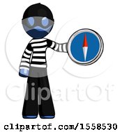 Poster, Art Print Of Blue Thief Man Holding A Large Compass