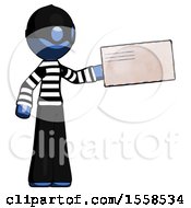 Blue Thief Man Holding Large Envelope