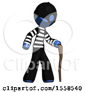 Poster, Art Print Of Blue Thief Man Walking With Hiking Stick