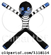 Poster, Art Print Of Blue Thief Man With Arms And Legs Stretched Out