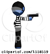 Poster, Art Print Of Blue Thief Man Firing A Handgun