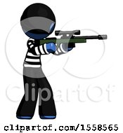 Poster, Art Print Of Blue Thief Man Shooting Sniper Rifle