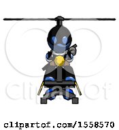 Poster, Art Print Of Blue Thief Man Flying In Gyrocopter Front View