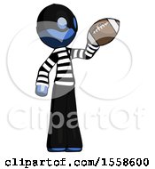 Poster, Art Print Of Blue Thief Man Holding Football Up