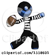 Blue Thief Man Throwing Football