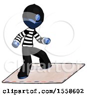 Poster, Art Print Of Blue Thief Man On Postage Envelope Surfing