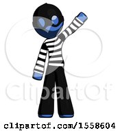 Poster, Art Print Of Blue Thief Man Waving Emphatically With Left Arm