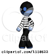 Poster, Art Print Of Blue Thief Man Man Walking Turned Left Front View