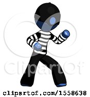 Blue Thief Man Martial Arts Defense Pose Right