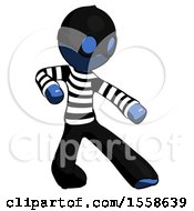 Poster, Art Print Of Blue Thief Man Karate Defense Pose Right