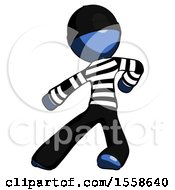 Blue Thief Man Karate Defense Pose Left