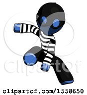 Poster, Art Print Of Blue Thief Man Action Hero Jump Pose