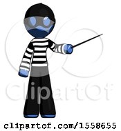 Poster, Art Print Of Blue Thief Man Teacher Or Conductor With Stick Or Baton Directing