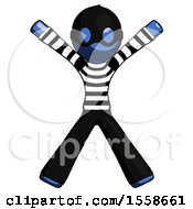 Blue Thief Man Jumping Or Flailing