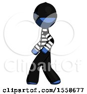 Poster, Art Print Of Blue Thief Man Walking Left Side View