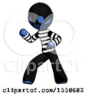 Blue Thief Man Martial Arts Defense Pose Left
