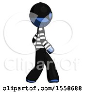 Poster, Art Print Of Blue Thief Man Walking Right Side View