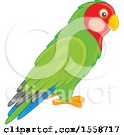 Clipart Of A Green Lovebird Royalty Free Vector Illustration