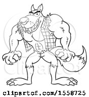 Poster, Art Print Of Black And White Muscular Werewolf