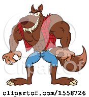Clipart Of A Muscular Werewolf Royalty Free Vector Illustration by Hit Toon