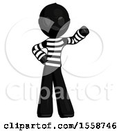 Black Thief Man Waving Left Arm With Hand On Hip