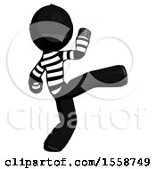 Black Thief Man Kick Pose