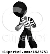 Poster, Art Print Of Black Thief Man Suspense Action Pose Facing Left