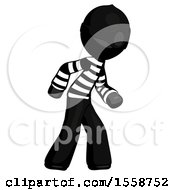Poster, Art Print Of Black Thief Man Suspense Action Pose Facing Right