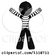 Poster, Art Print Of Black Thief Man Surprise Pose Arms And Legs Out