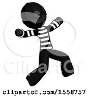 Poster, Art Print Of Black Thief Man Running Away In Hysterical Panic Direction Right