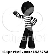 Black Thief Man Waving Right Arm With Hand On Hip
