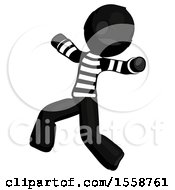 Poster, Art Print Of Black Thief Man Running Away In Hysterical Panic Direction Left