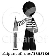 Poster, Art Print Of Black Thief Man Standing With Large Thermometer