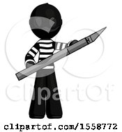 Black Thief Man Holding Large Scalpel
