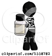 Poster, Art Print Of Black Thief Man Holding White Medicine Bottle