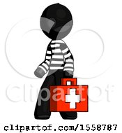 Poster, Art Print Of Black Thief Man Walking With Medical Aid Briefcase To Left