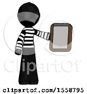 Black Thief Man Showing Clipboard To Viewer