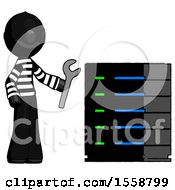 Poster, Art Print Of Black Thief Man Server Administrator Doing Repairs