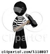 Poster, Art Print Of Black Thief Man Holding Hammer Ready To Work