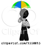 Poster, Art Print Of Black Thief Man Holding Umbrella Rainbow Colored