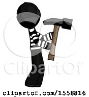 Poster, Art Print Of Black Thief Man Hammering Something On The Right