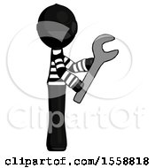 Poster, Art Print Of Black Thief Man Using Wrench Adjusting Something To Right