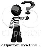 Black Thief Man Holding Question Mark To Right