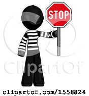 Poster, Art Print Of Black Thief Man Holding Stop Sign