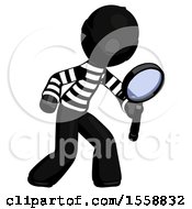 Poster, Art Print Of Black Thief Man Inspecting With Large Magnifying Glass Right