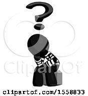 Poster, Art Print Of Black Thief Man Thinker Question Mark Concept