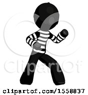 Black Thief Man Martial Arts Defense Pose Right