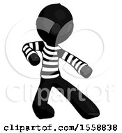 Black Thief Man Karate Defense Pose Right