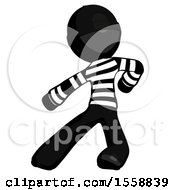 Black Thief Man Karate Defense Pose Left