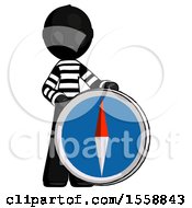 Poster, Art Print Of Black Thief Man Standing Beside Large Compass
